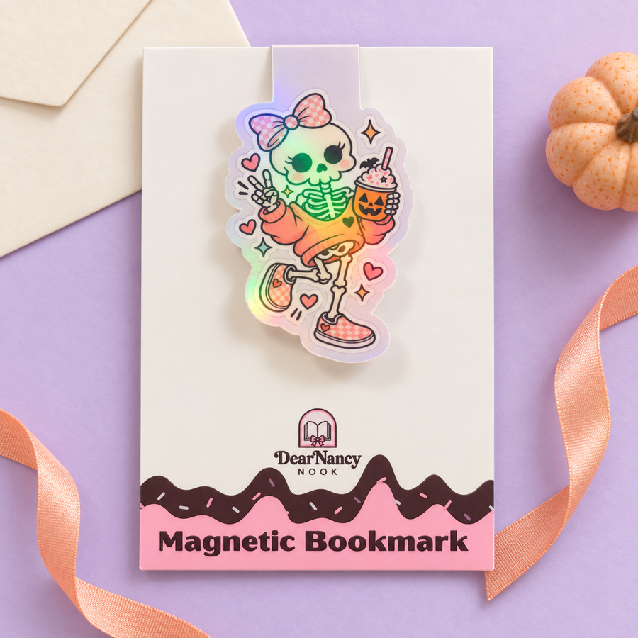 Holographic Pink Skeleton Magnetic Bookmark