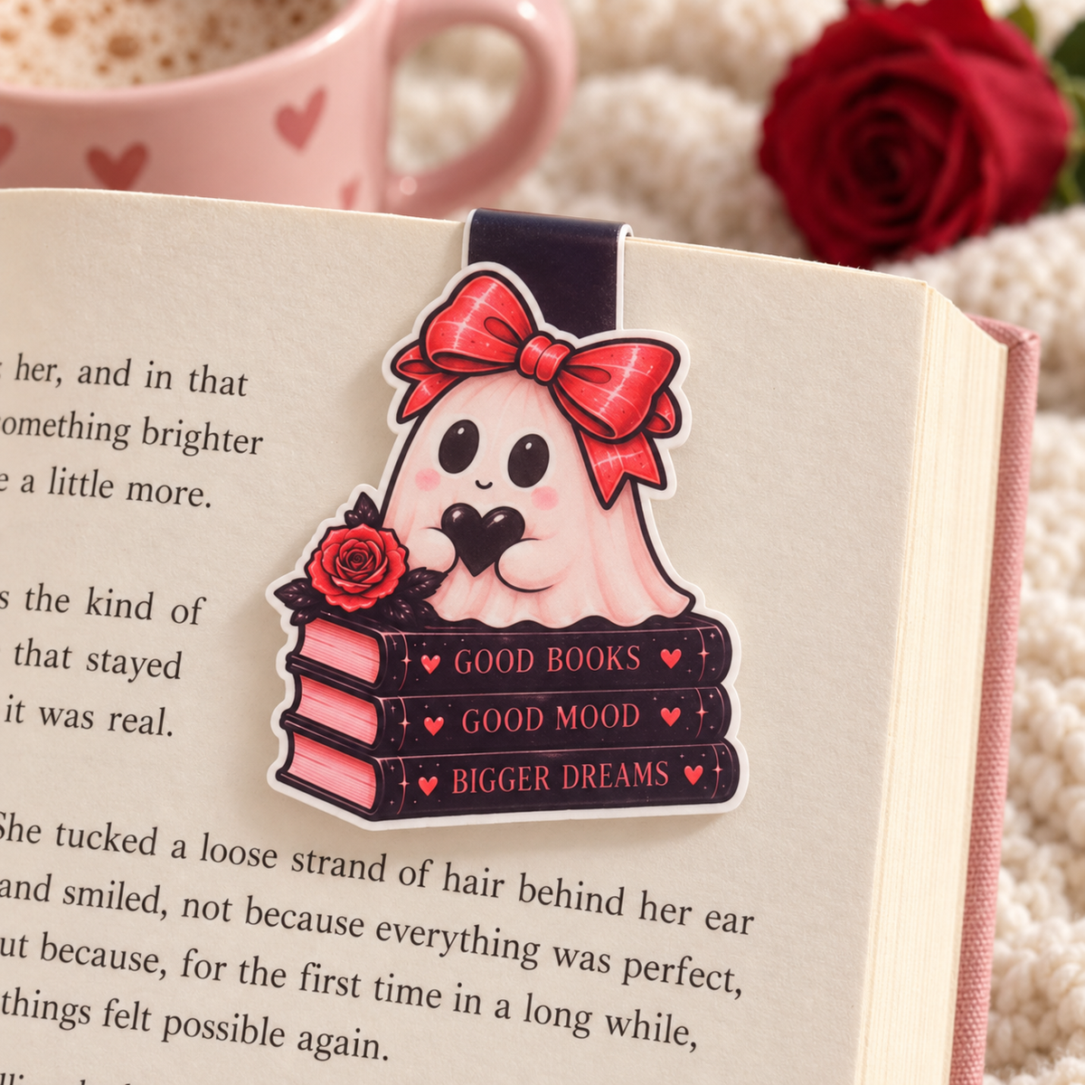 Good Books, Good Mood Ghost Magnetic Bookmark 📚