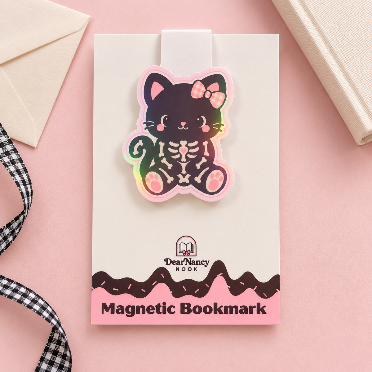 Holographic Skeleton kitty Magnetic Bookmark