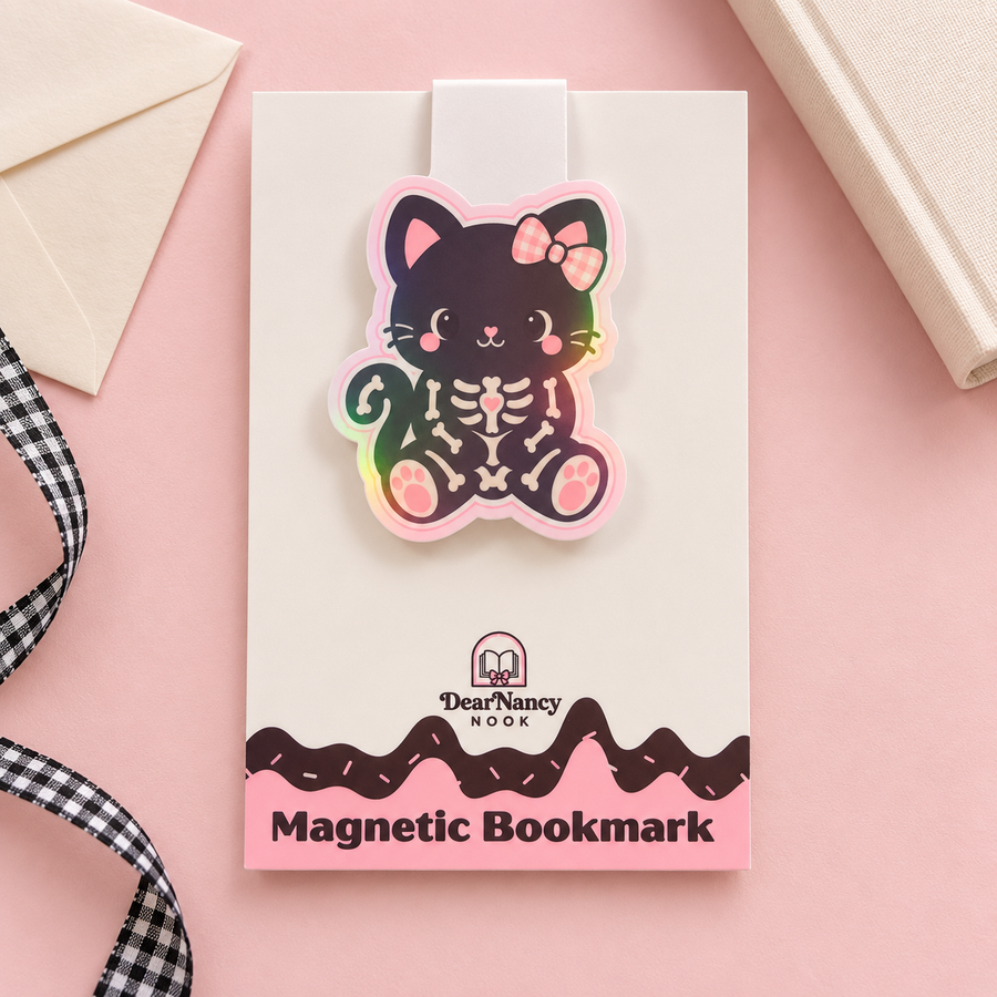 Holographic Skeleton kitty Magnetic Bookmark