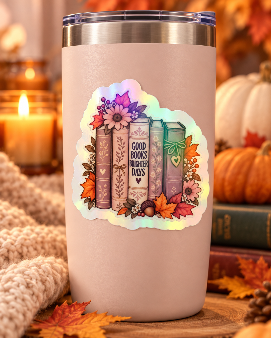 Good Books, Brighter Days” Holographic Sticker
