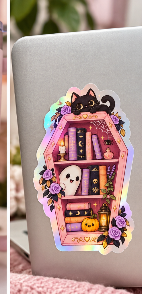 Holographic Spooky Bookshelf Sticker