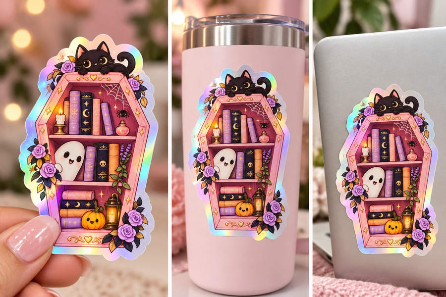 Holographic Spooky Bookshelf Sticker