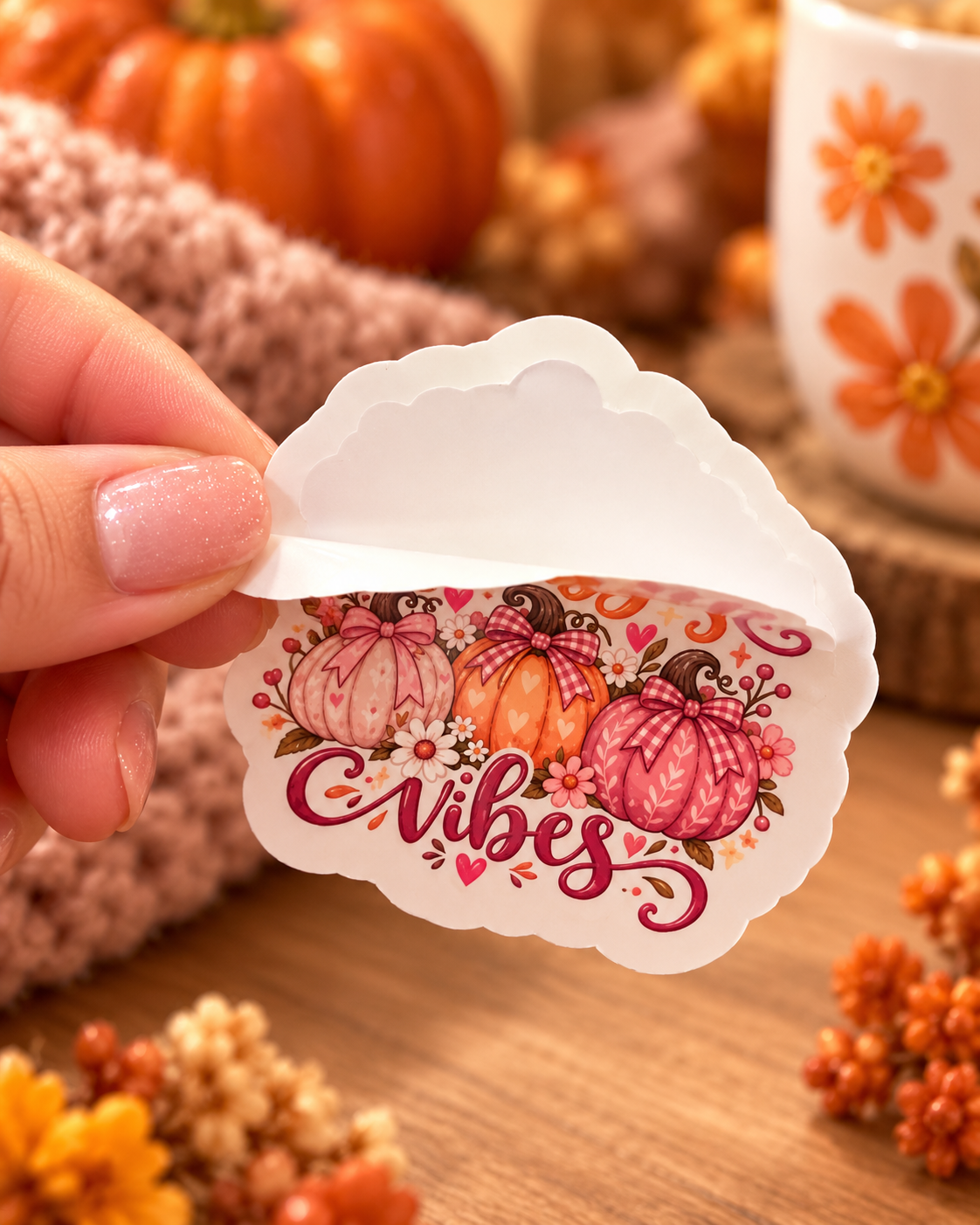 Autumn Cozy Vibes Sparkly Sticker 🍂