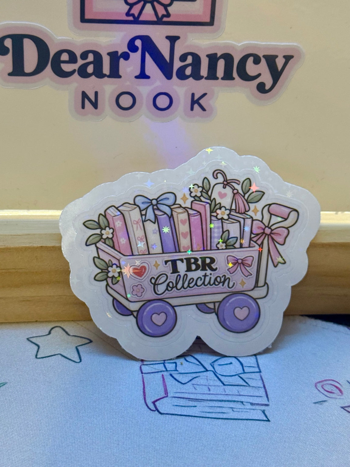 TBR Collection Book Cart holographic sticker