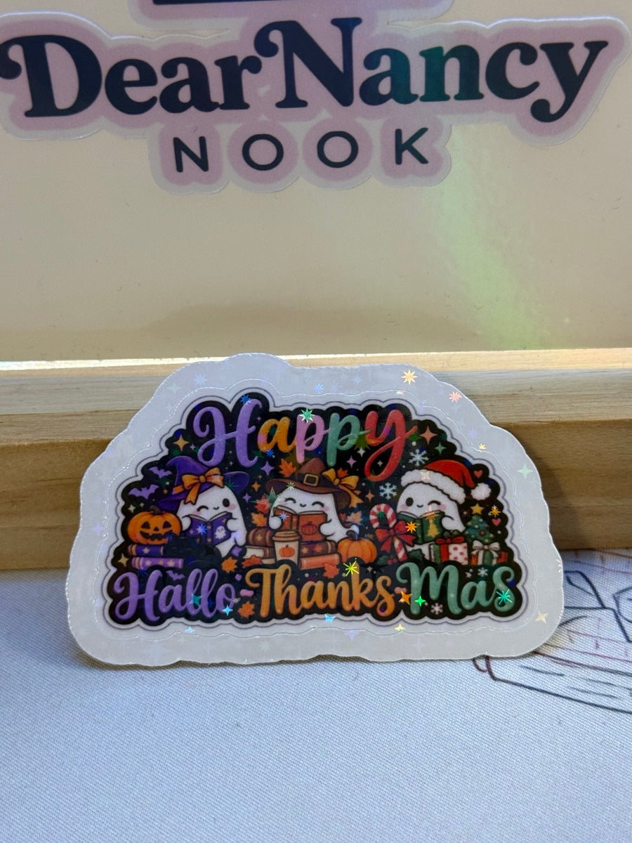 Happy Hallo-Thanks-Mas book club holographic sticker