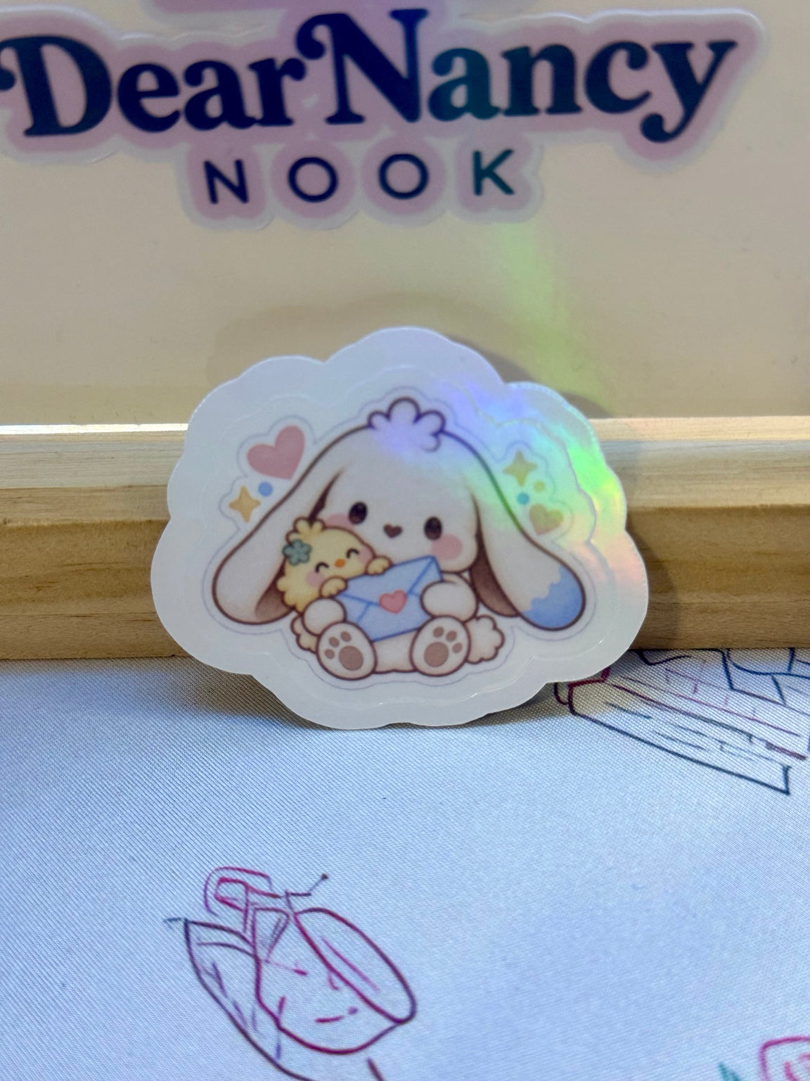 Mallow and Pip Happy Mail 2.5 inch holographic waterproof sticker