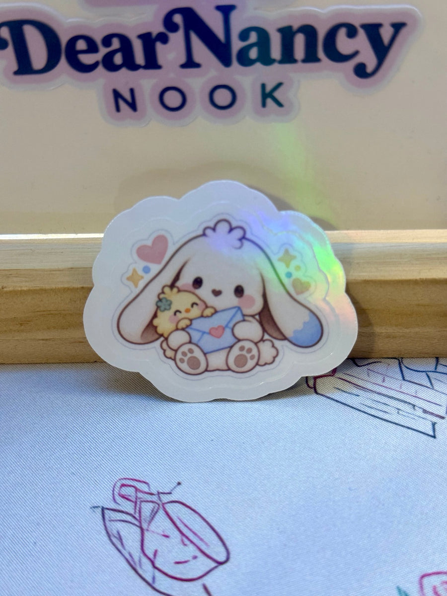 Mallow and Pip Happy Mail 2.5 inch holographic waterproof sticker