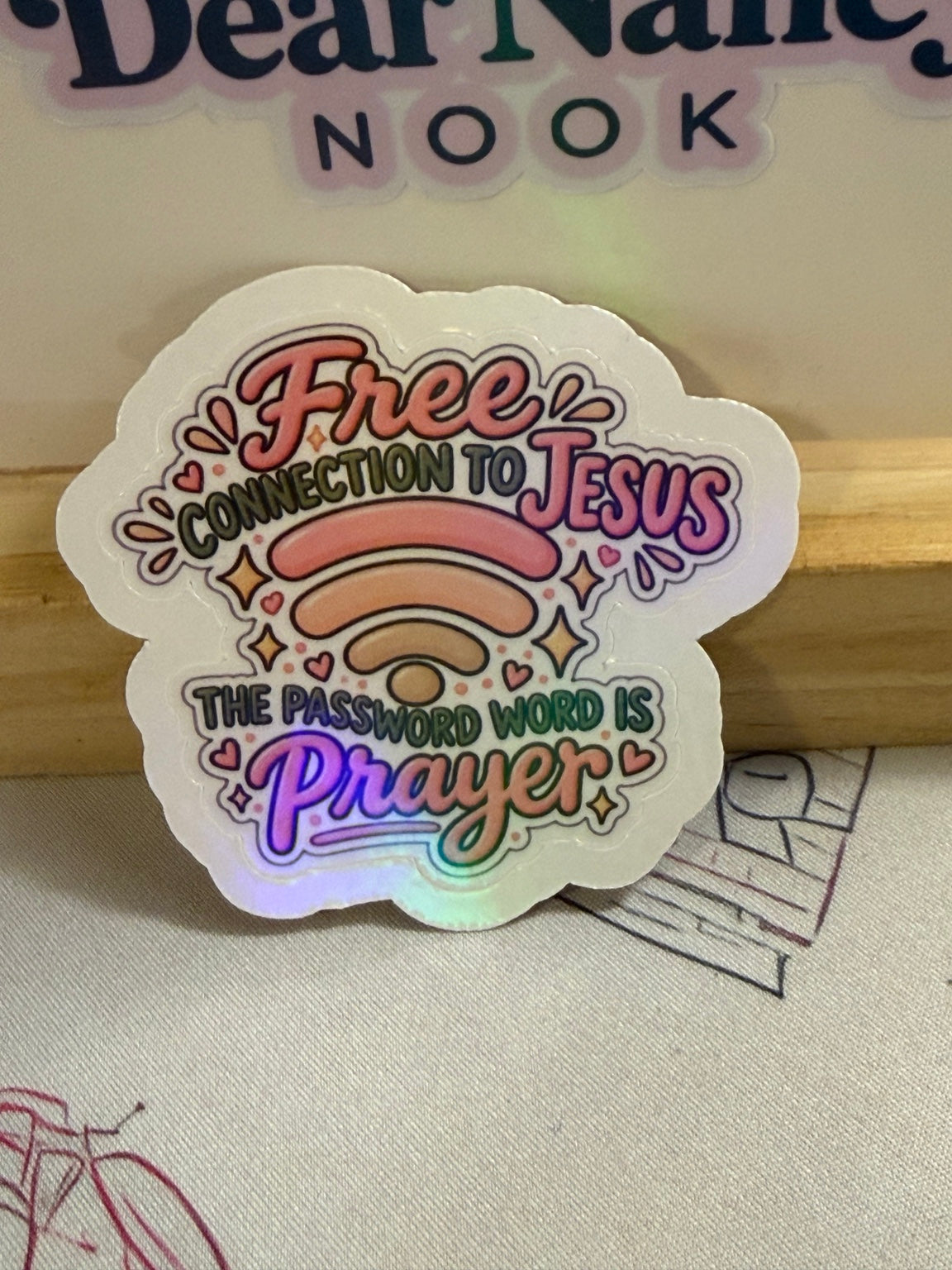 Free Connection to Jesus Prayer star holographic sticker