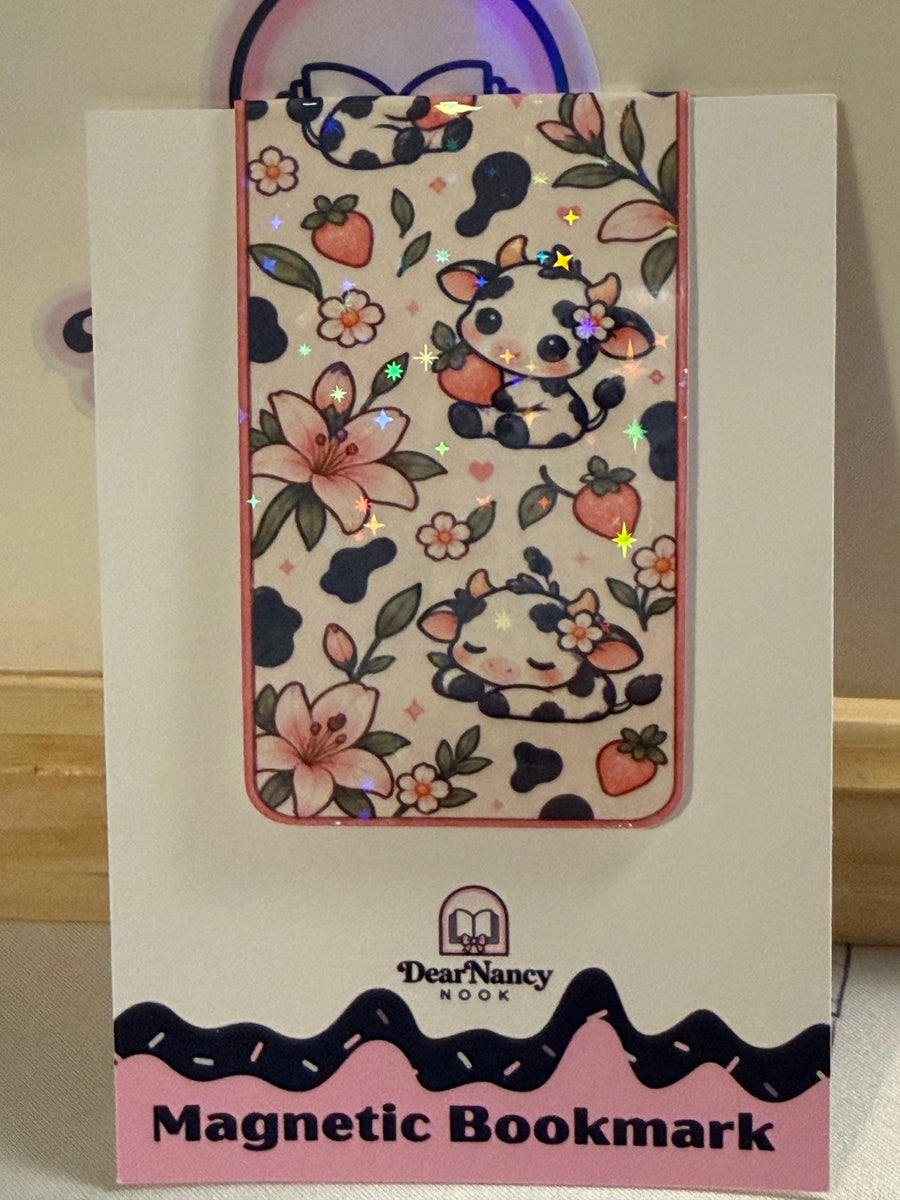 Strawberry Cow magnetic bookmark