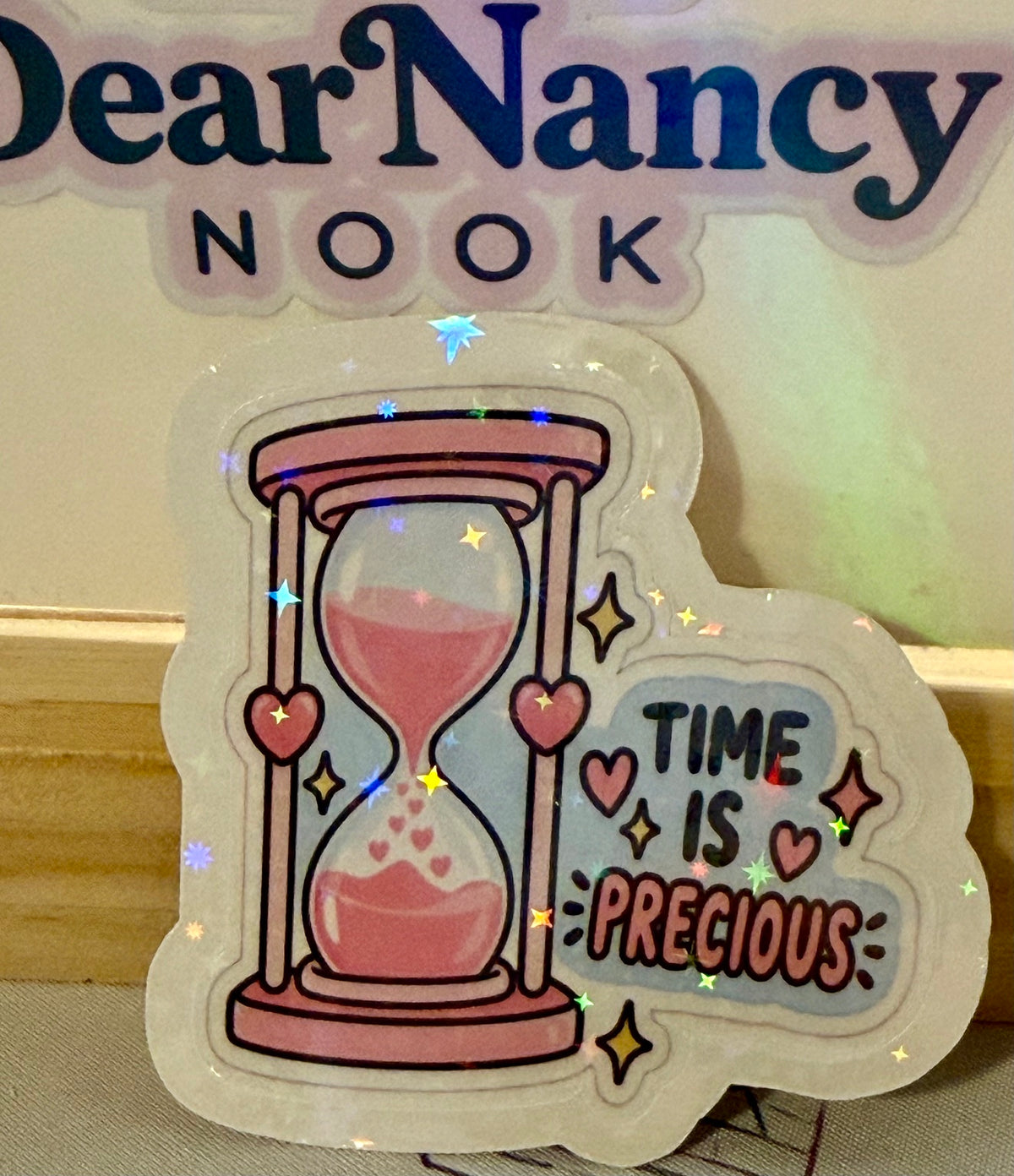 Time Is Precious star holographic sticker