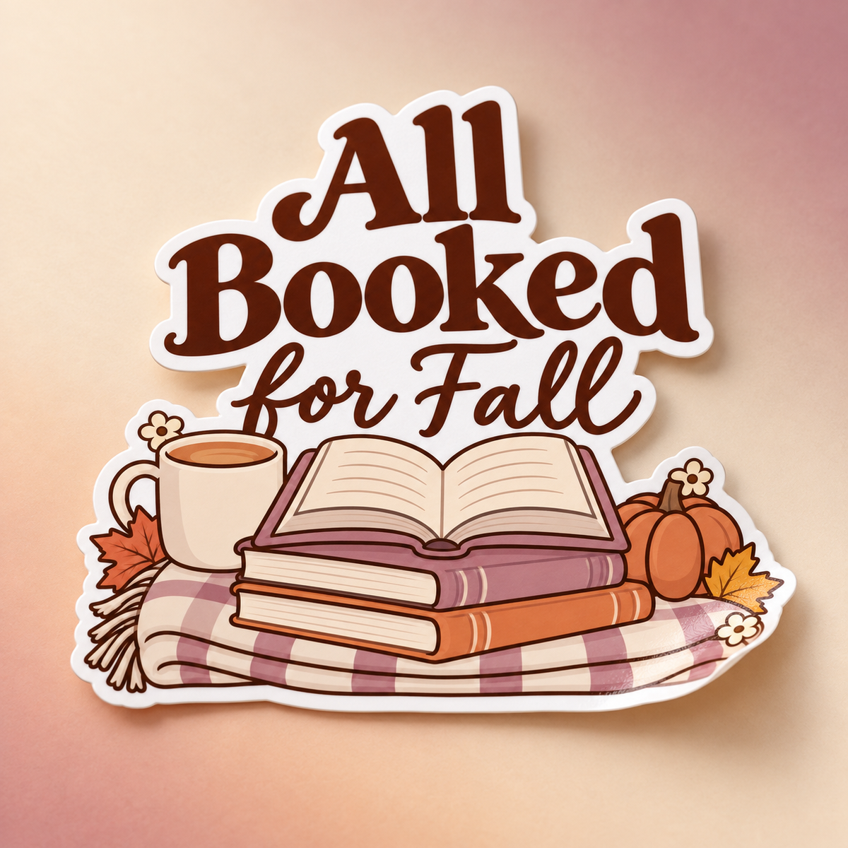 All Booked for Fall glossy sticker mockup