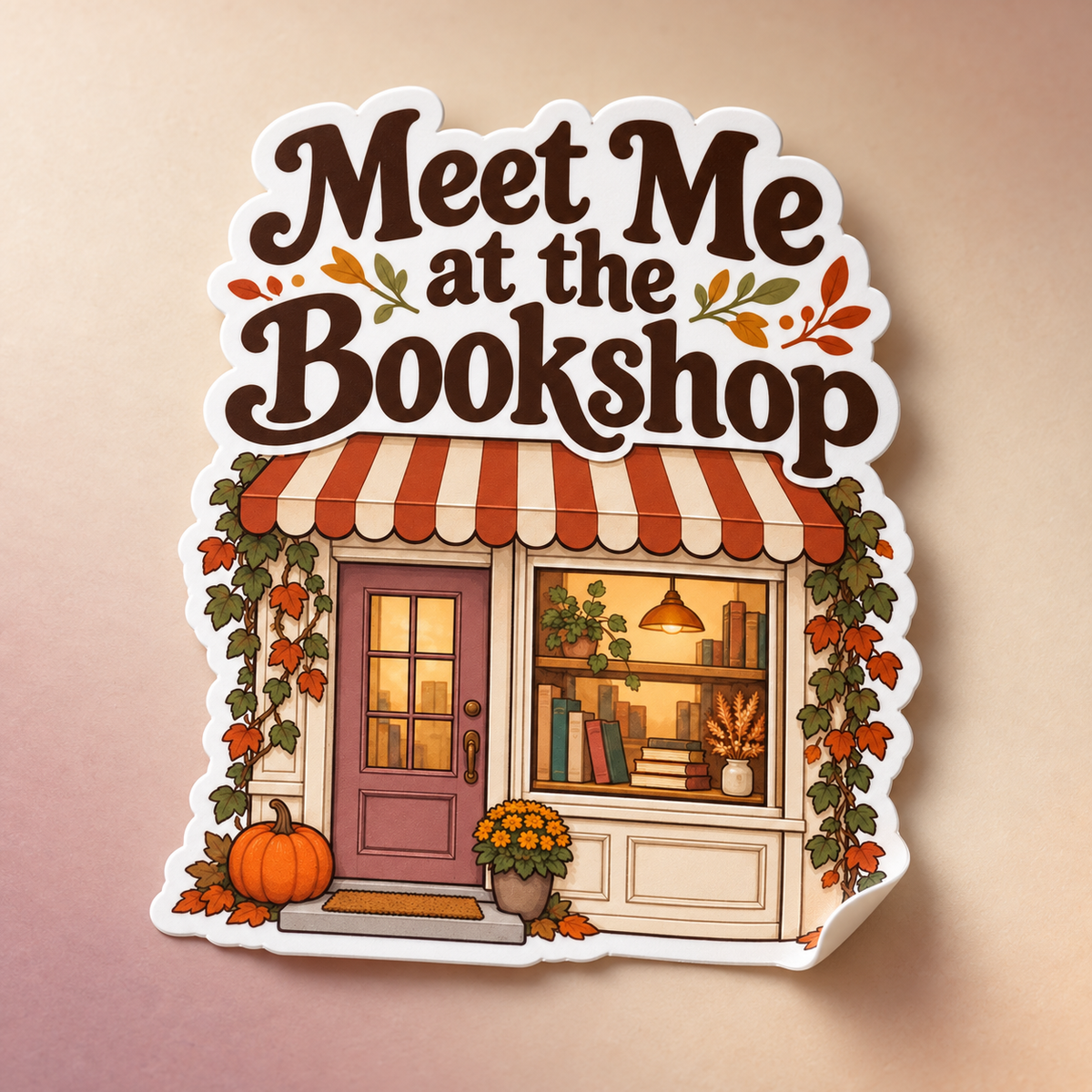 Meet Me at the Bookshop glossy sticker mockup