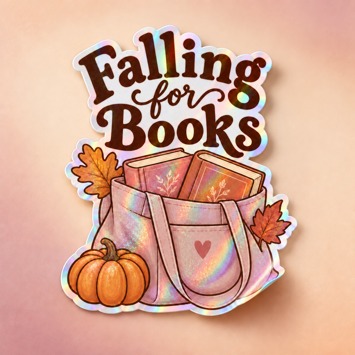 Falling for Books holographic sticker mockup