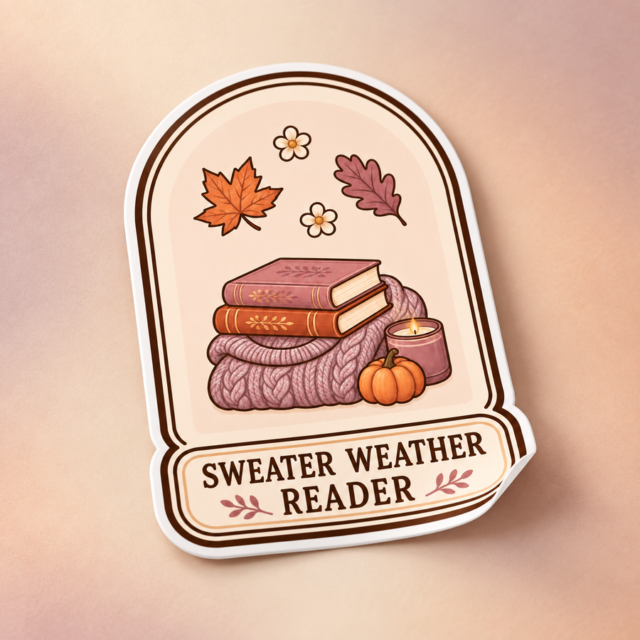 Sweater Weather Reader glossy sticker mockup